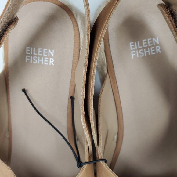 Eileen Fisher Women Tan Timor Espadrille Leather Wedge Sandals Size 9 Casual - Picture 4 of 9